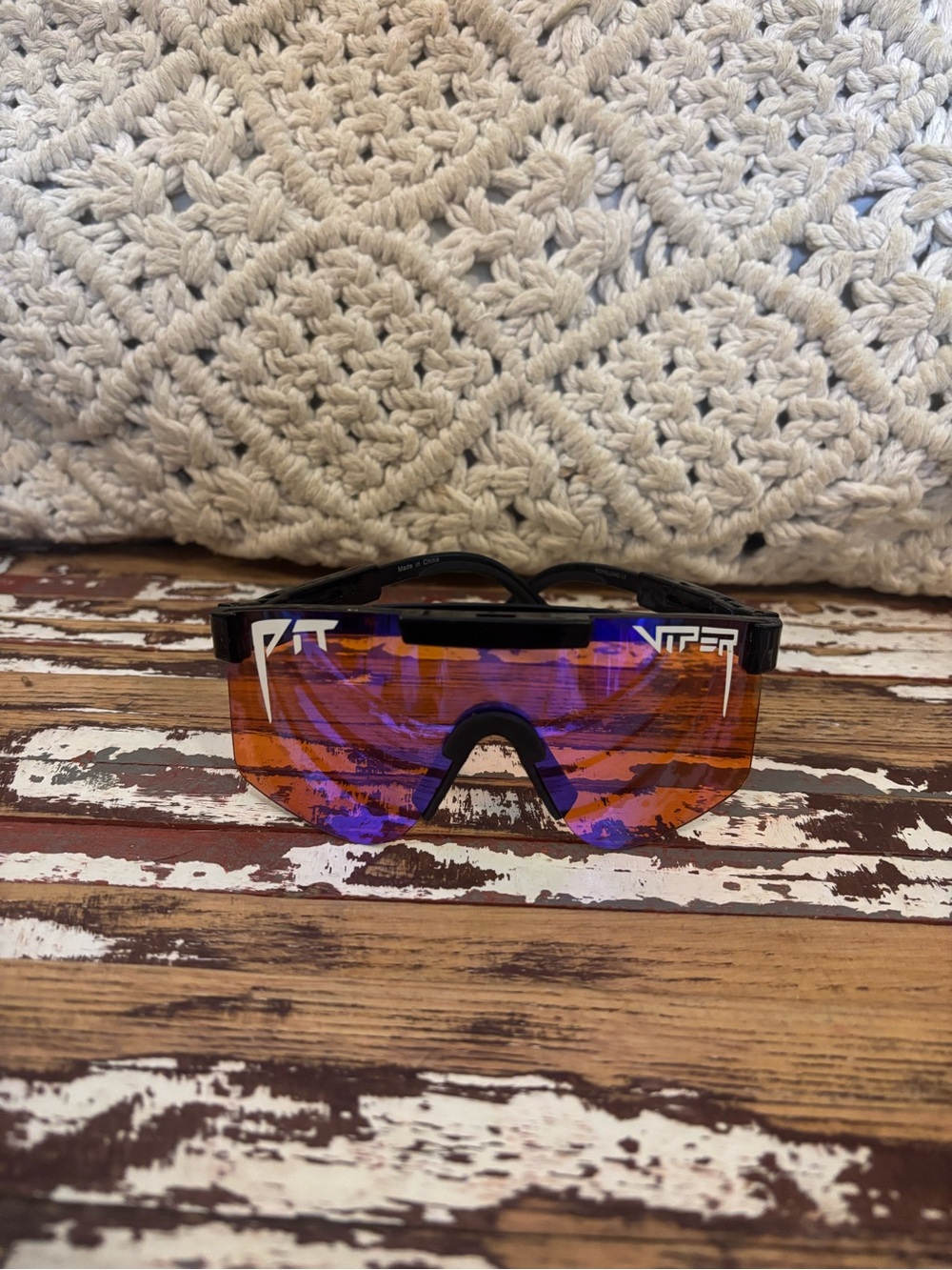 Pit Viper Kids Black Frame Orange and Purple Shield Sunglasses